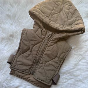 Zara Quilted Vest - Size 2-3 - Dark Beige